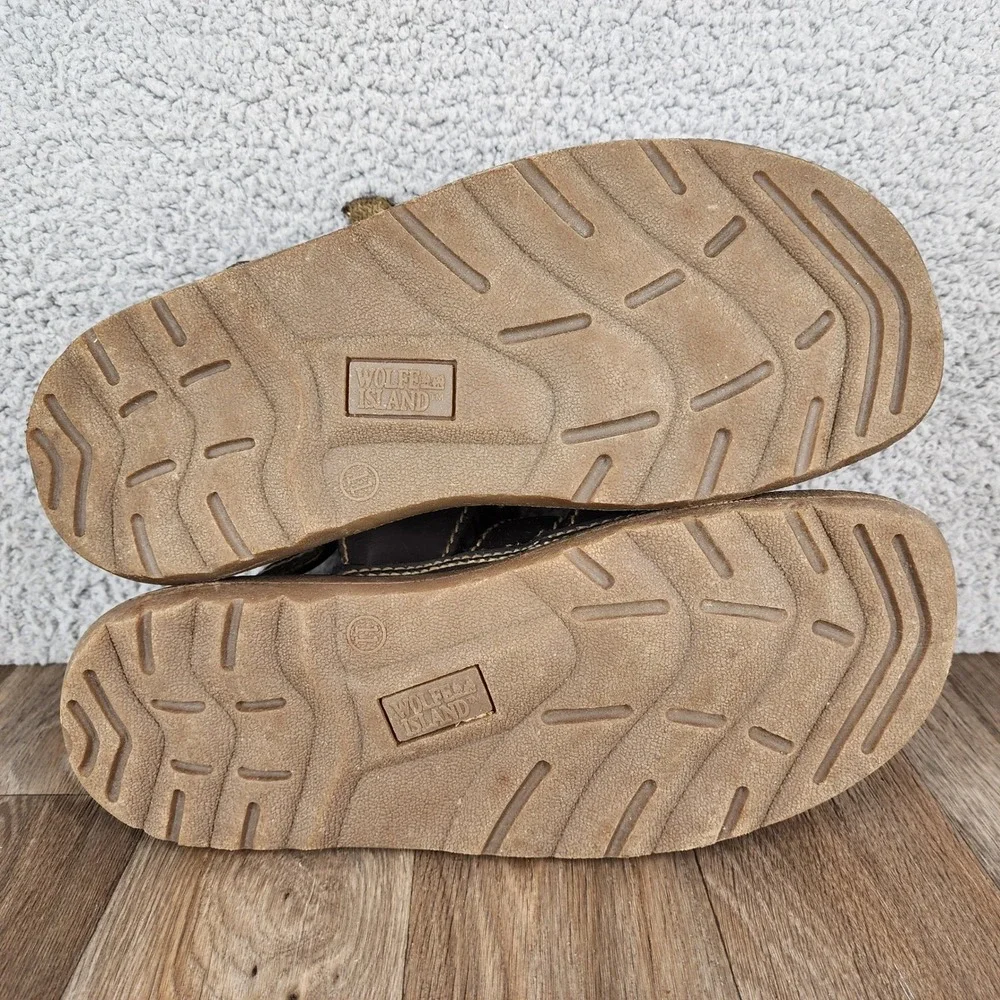 Wolfe Island Y2K Mens 11 Open Toe Chunky Brown Leather Fisherman Sandals Comfort